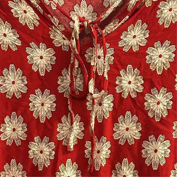 Emery Rose Women's 4XL Red Floral 3/4 Sleeve Tunic Top Casual Spring - Picture 5 of 16